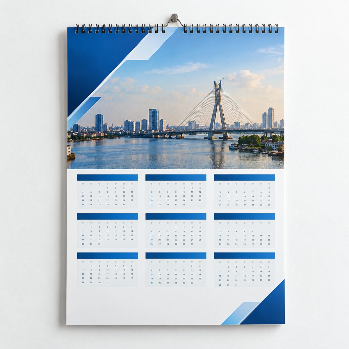 Custom wall calendar printing mockup by Waaprint