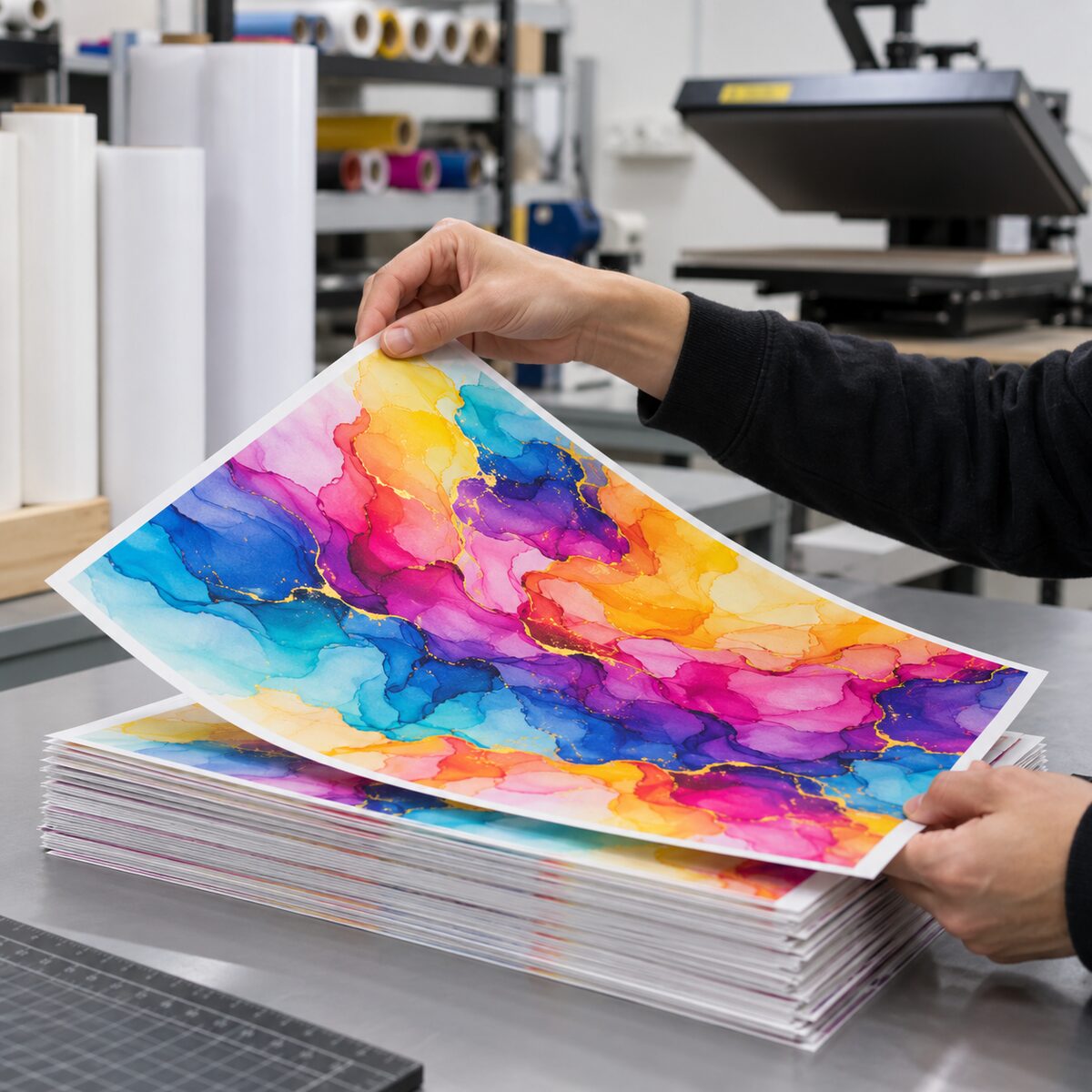 Custom sublimation transfer sheets ready for collection