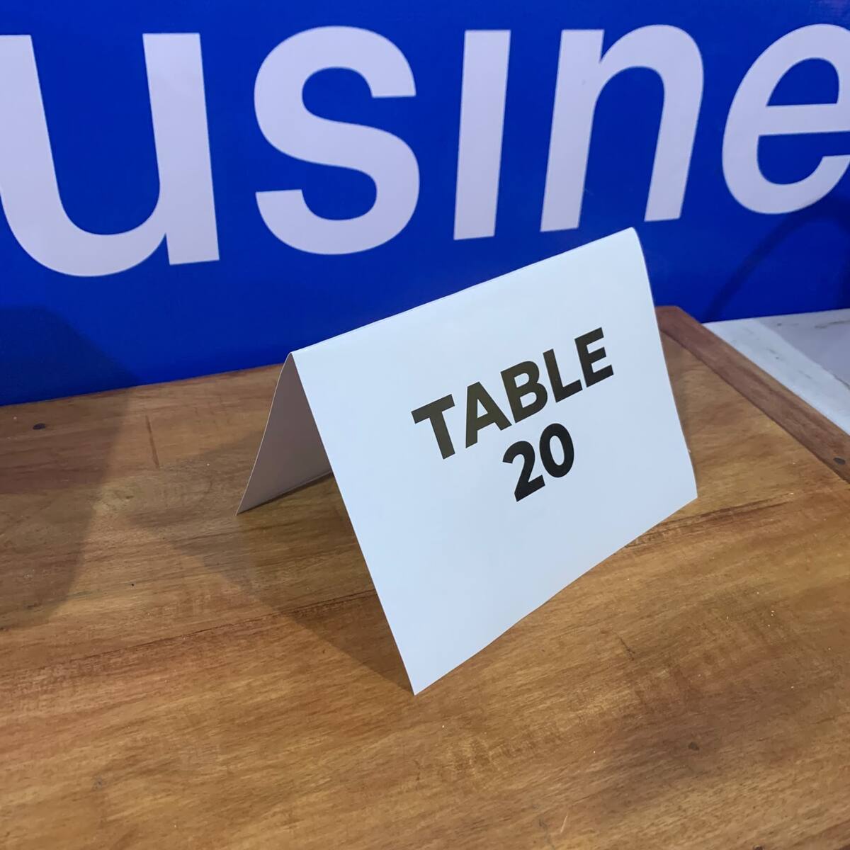 Folded table number tag printed by Waaprint